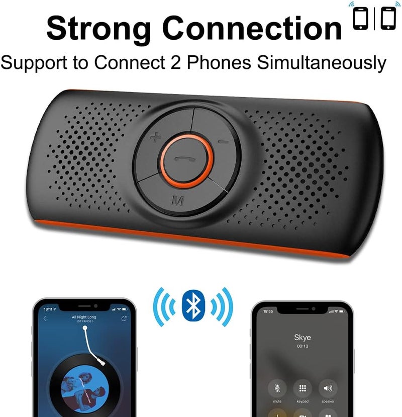 skybess Car Bluetooth Speaker for Cellphone, Portable Bluetooth Handsfree Car Kit Wireless Speakerphone Music Player with Visor Clip, Supports Siri Google Assistant TF Card Playback - Image 4